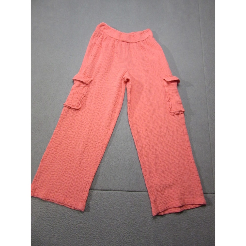 Aerie Cargo Pants Womens XS Short Pink Gauze Wide Leg Waffle TP Court Beachy